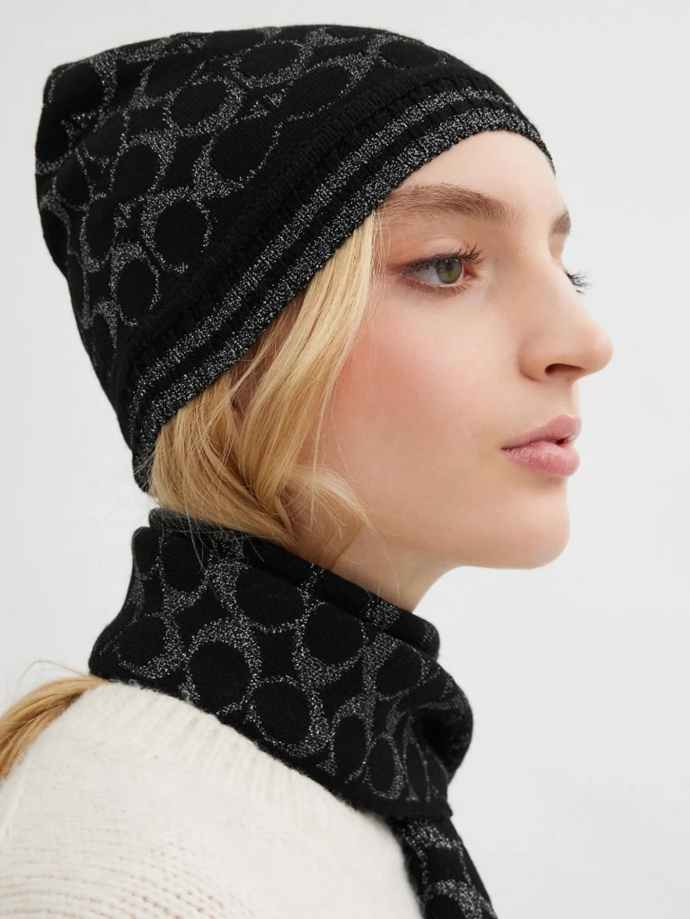 Signature Metallic Knit Beanie